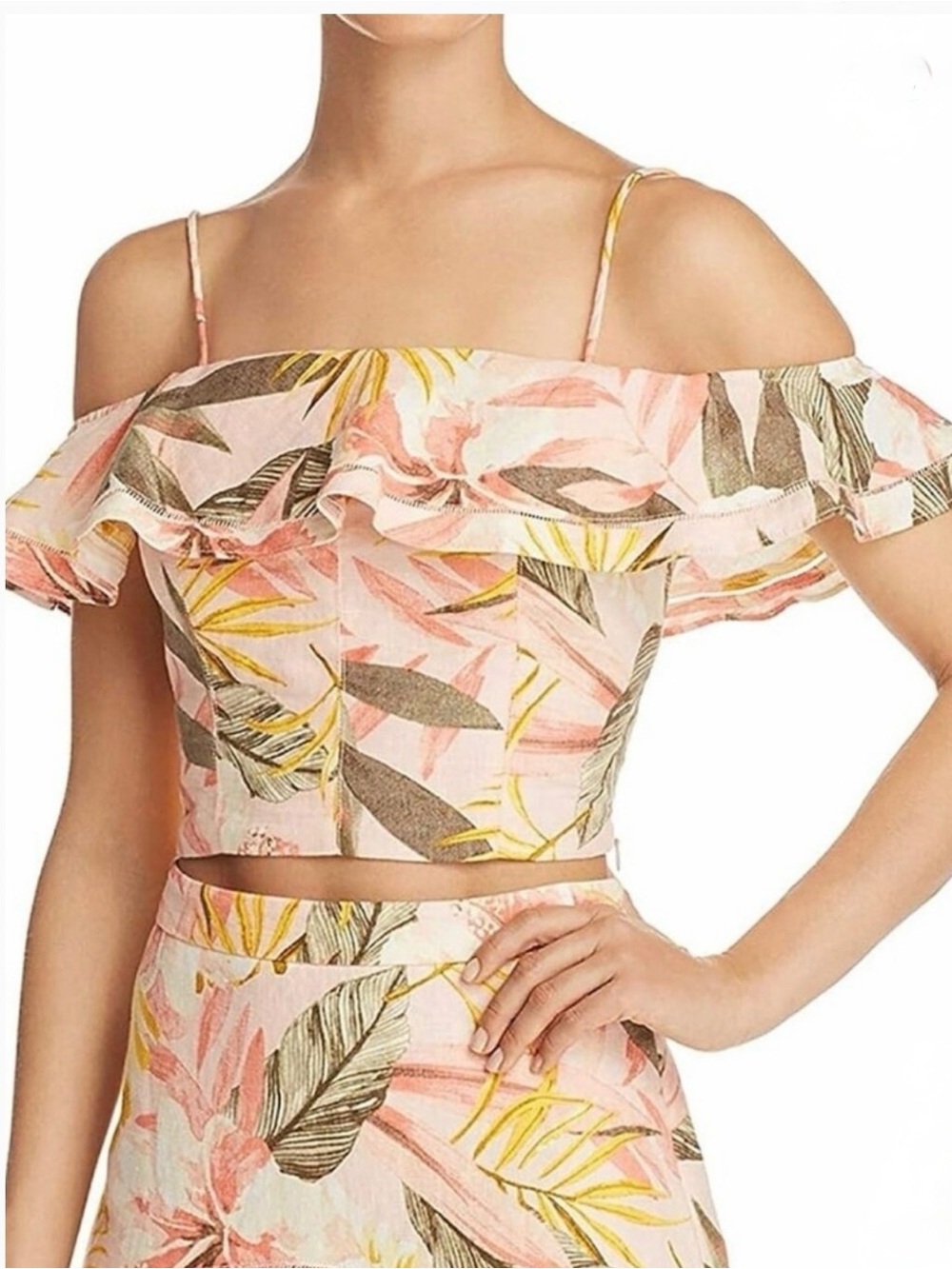 Joie Pink Tropical Floral Off-Shoulder Skirt Set